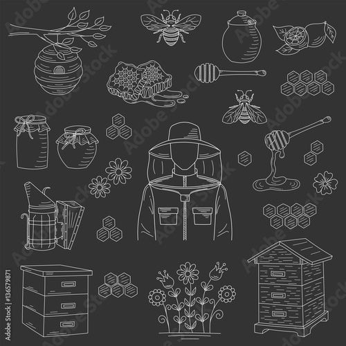 Vector honey collection with beekeeping elements