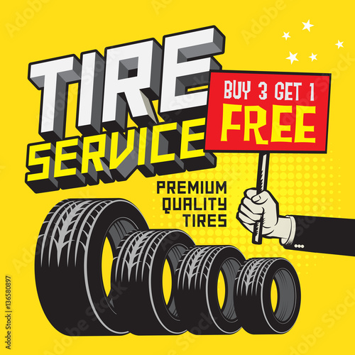 Vintage tire service or garage poster