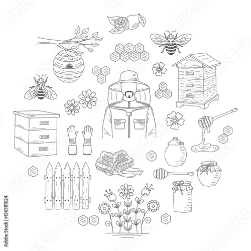 Vector honey collection with beekeeping elements