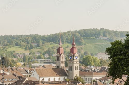 Winterthur, Stadt, Altstadt, Stadtkirche, Kirche, historische Altstadt, Altstadthäuser, Einkaufsstrasse, Sommer, Schweiz photo