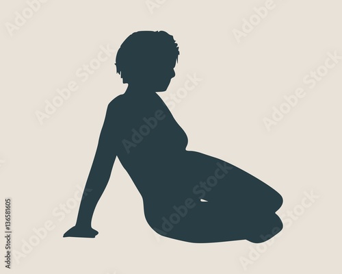 Vector illustration of a woman lying on the floor isolated over a grey background. Relaxing pose