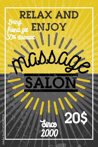 Color vintage massage salon banner