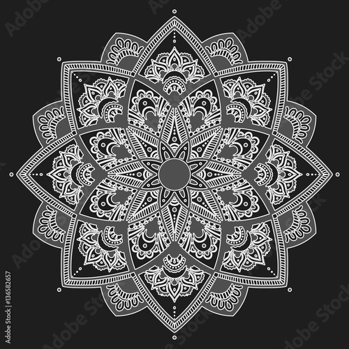 Flower Mandala. Vintage decorative elements. Oriental pattern, vector illustration. Islam, Arabic, Indian, moroccan,spain, turkish, pakistan, chinese, mystic, ottoman motifs. Coloring book page photo
