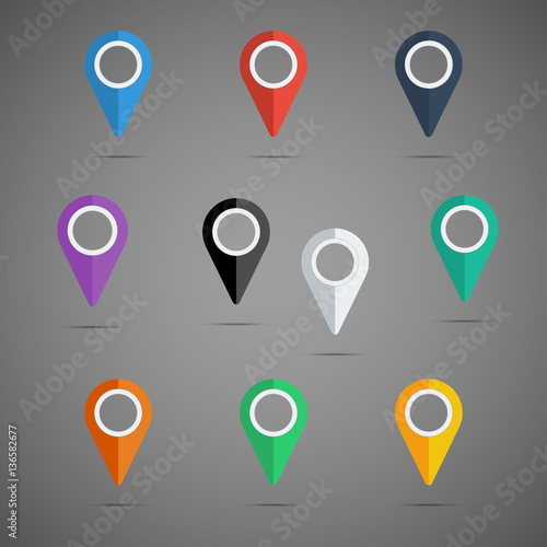 Colorful map pointer icon set. Large vector design elements collection