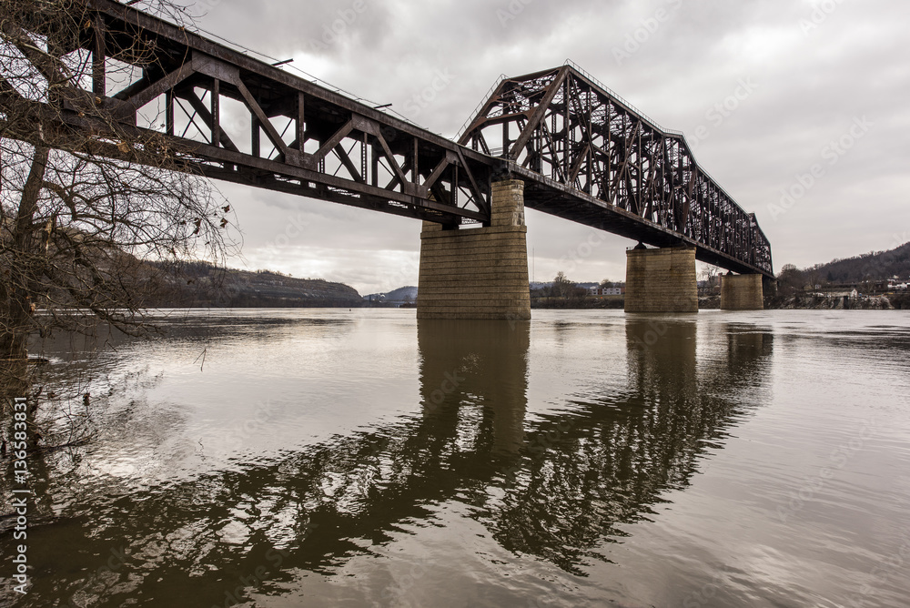 Massive Ohio River Railroad Bridge - Weirton, West Virginia & Steubenville, Ohio