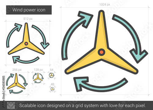 Wind power line icon.