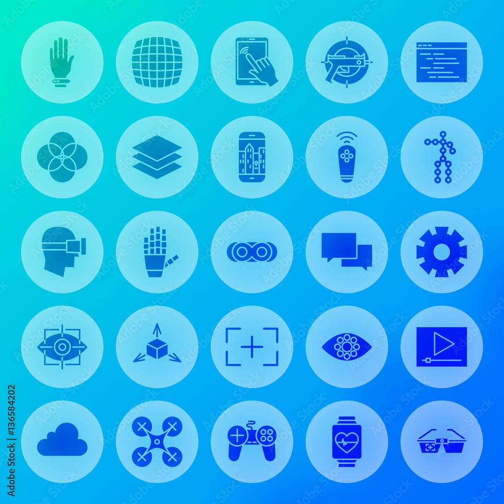 Virtual Reality Solid Circle Icons Virtual Reality Solid Circle Icons