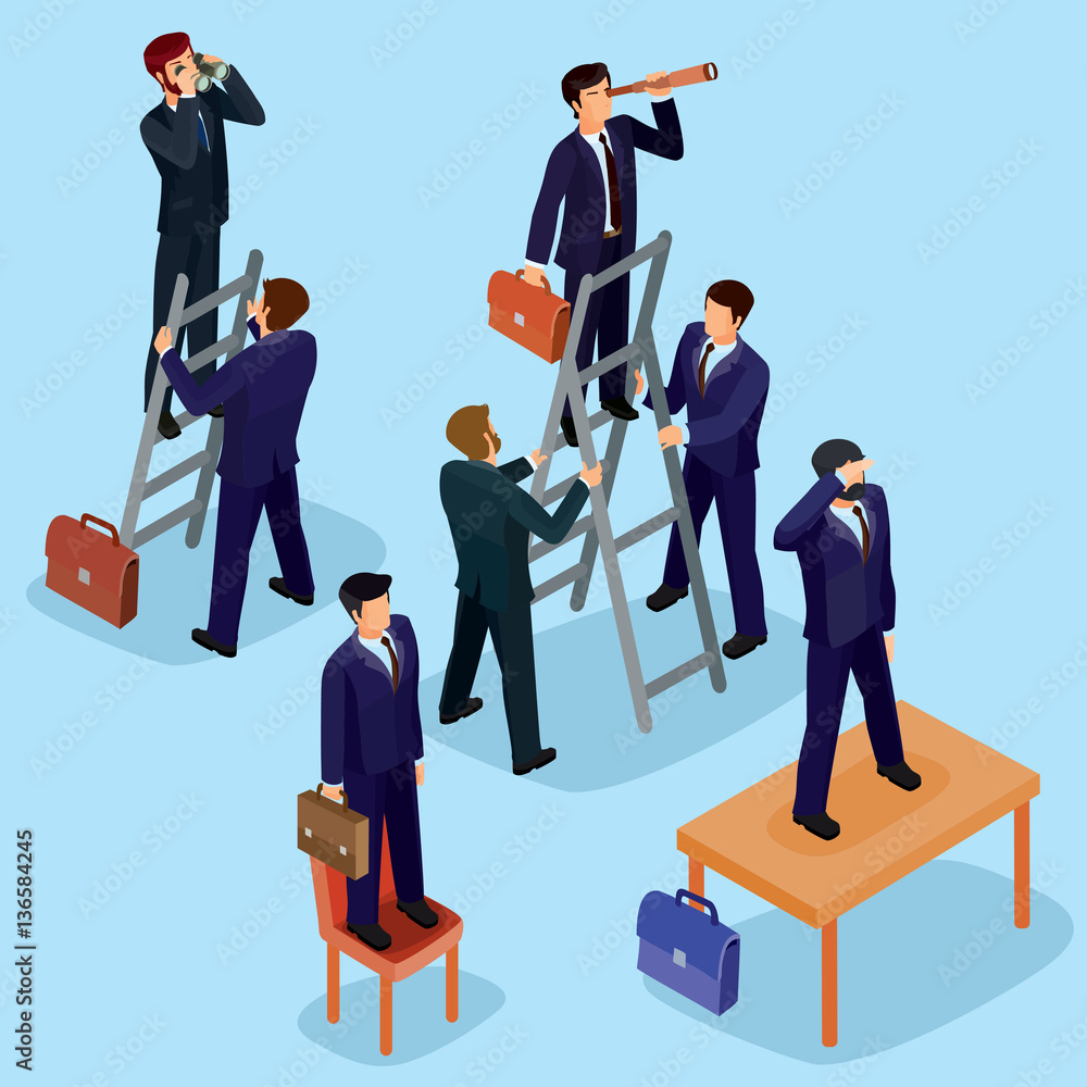 Vector illustration of 3D flat isometric people. The concept of a business leader, lead manager, CEO. Vector illustration of 3D flat isometric people. The concept of a business leader, lead manager, CEO.