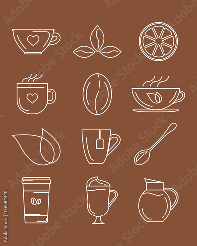 Coffee and tea icons. © createrosalia