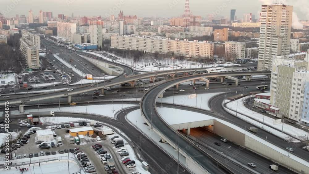 panorama of Moscow streets. Architecture, traffic and new areas with height panorama of Moscow streets. Architecture, traffic and new areas with height