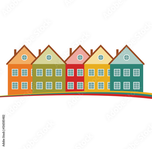 Houses silhouettes vector. Color residential buildings logo. Vector image. © saha_ha32