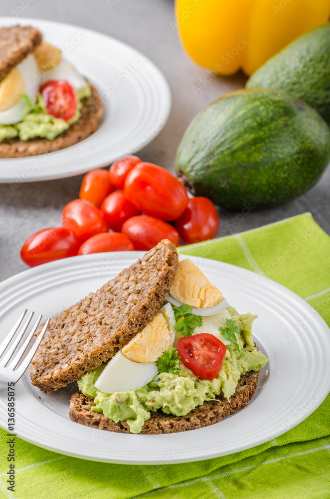 Healthy bread with avocado spread