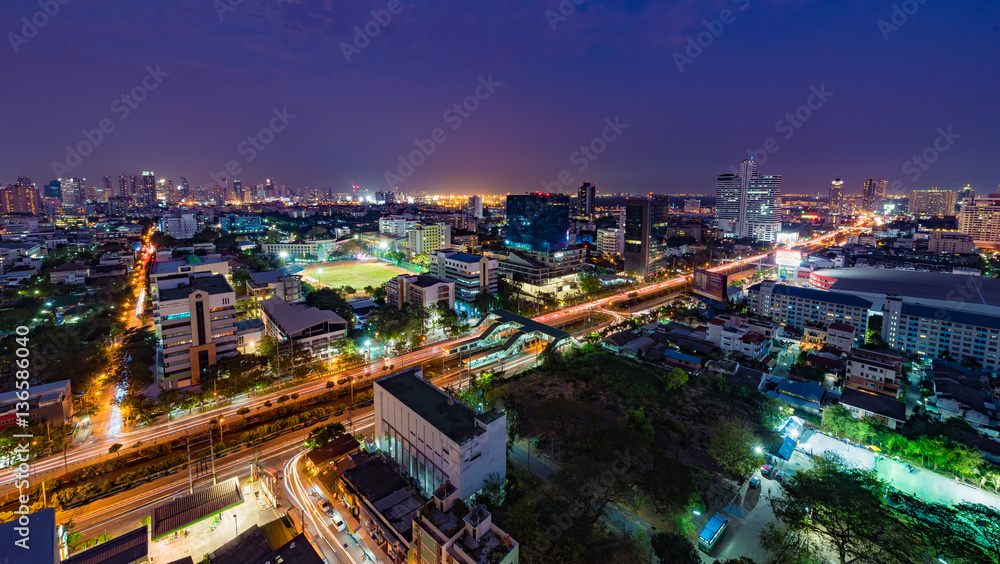 Aerial view of another side of Bangkok, Thailand.