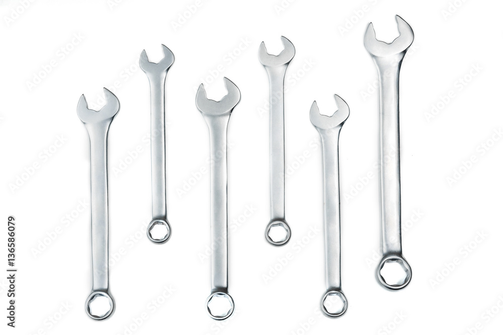 Isolated set of fix wrench on white background Isolated set of fix wrench on white background