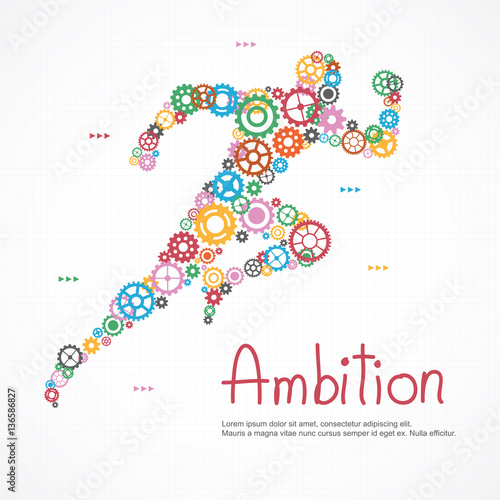 Gears man running with ambition for success