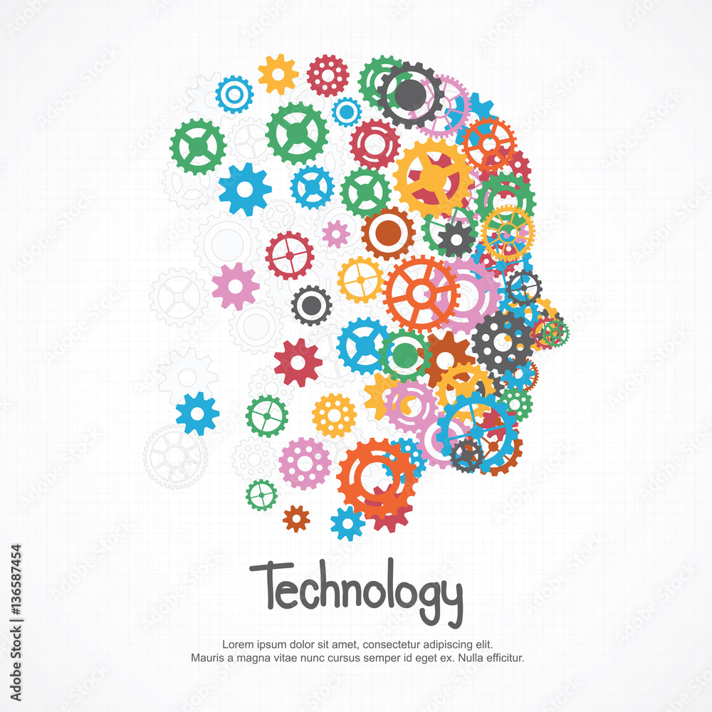 Gears human face for technology Gears human face for technology