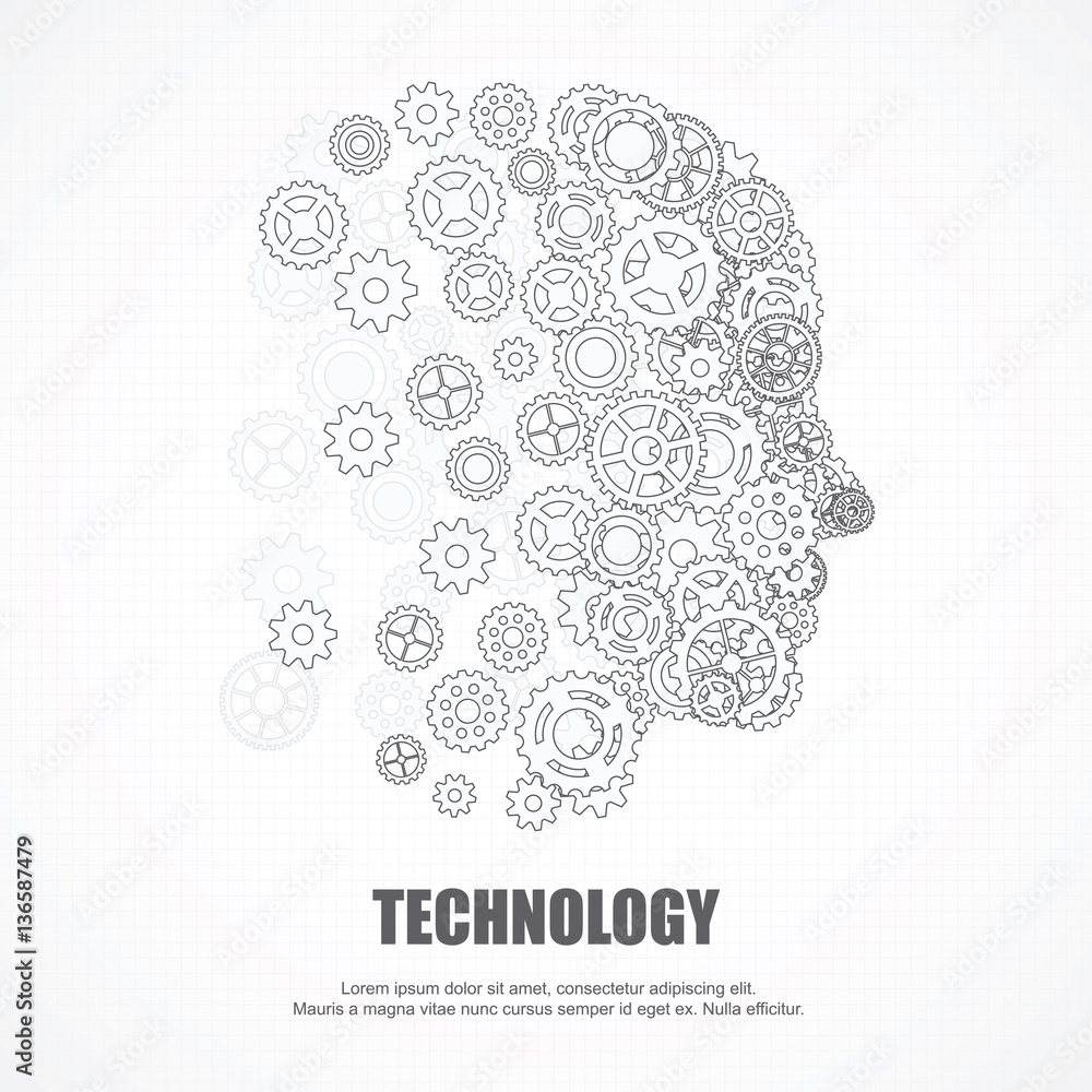 Gears human face for technology