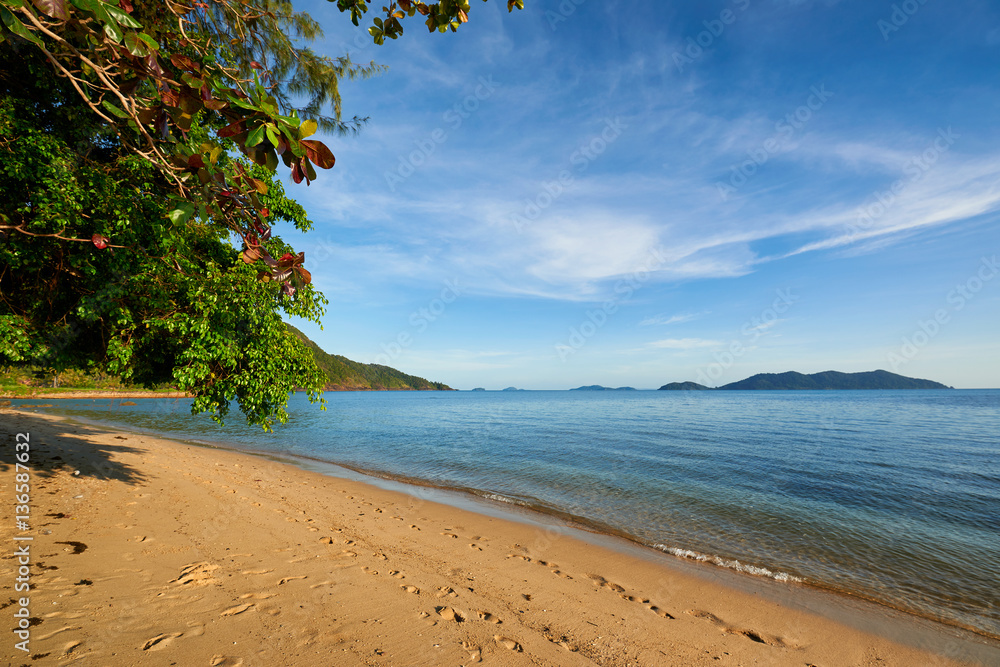 Beautiful tropical beach at island Koh Chang , Thailand.
