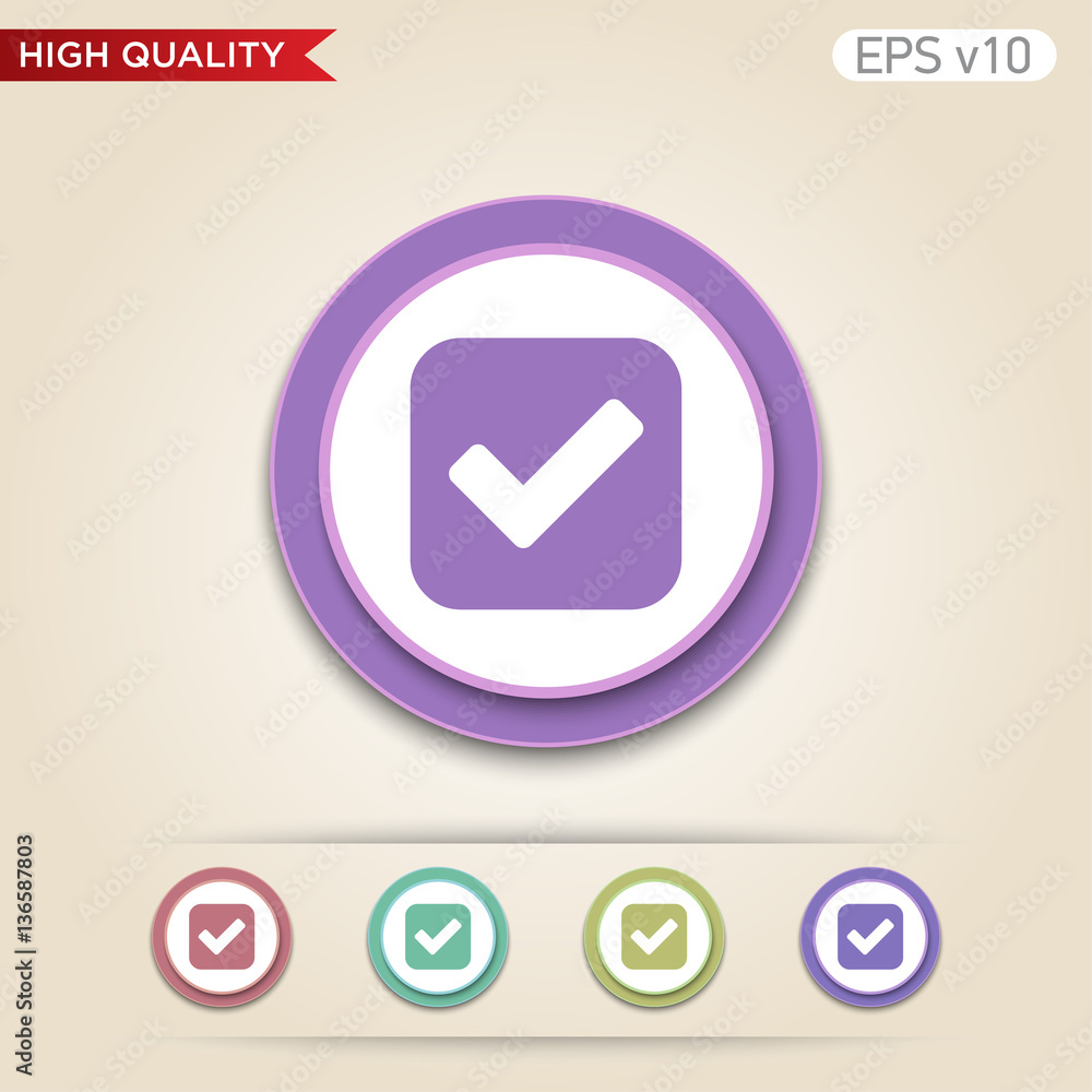 Check icon. Button with check icon. Modern UI vector. Check icon. Button with check icon. Modern UI vector.