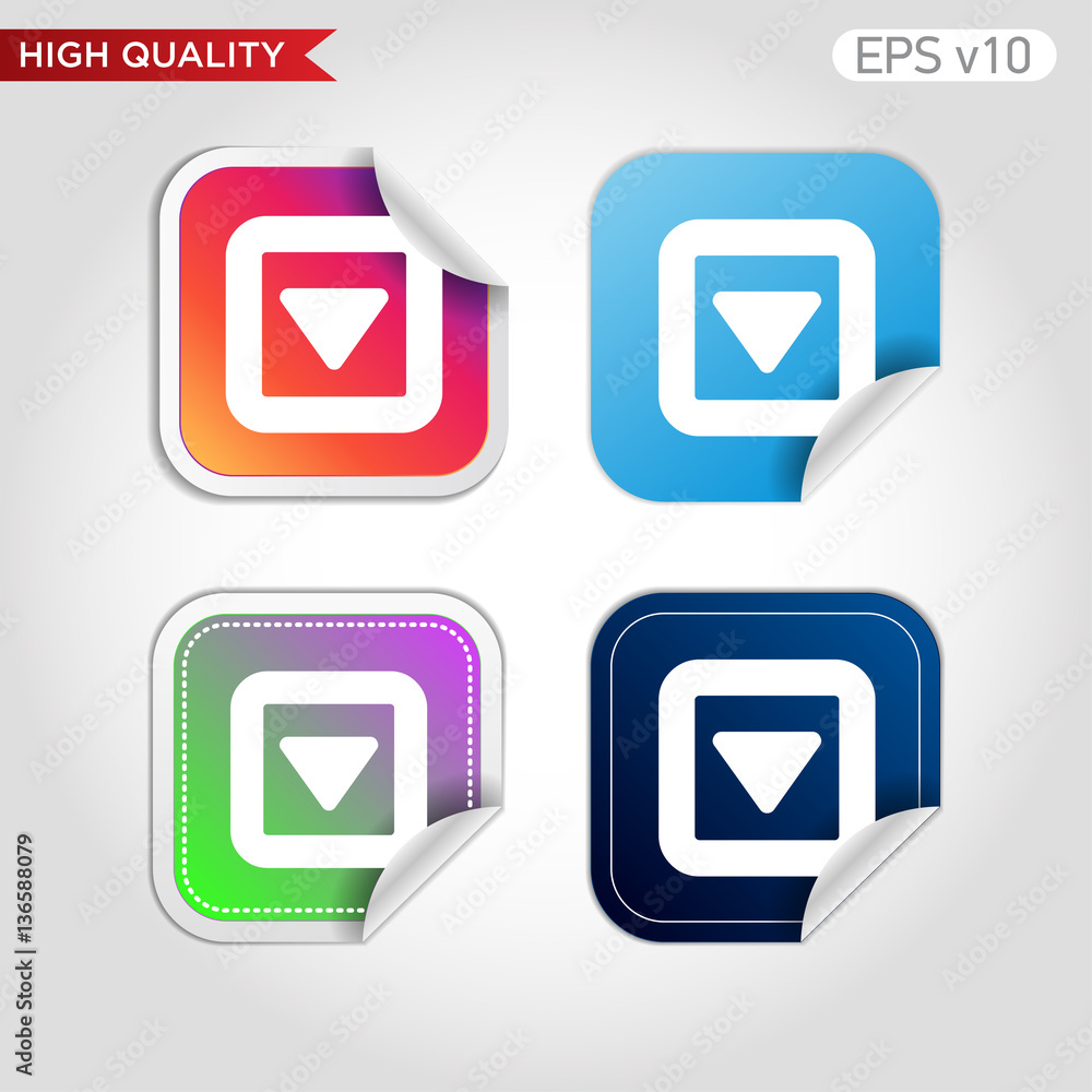 Down arrow icon. Button with down arrow icon. Modern UI vector. Down arrow icon. Button with down arrow icon. Modern UI vector.