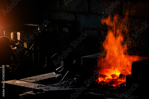 blacksmith forged iron traditional hammer beating