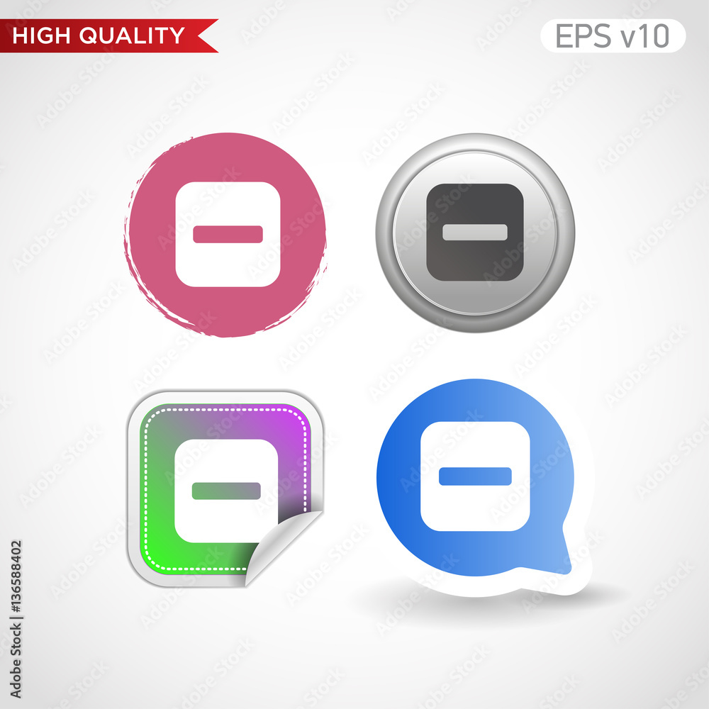 Minus icon. Button with minus icon. Modern UI vector. Minus icon. Button with minus icon. Modern UI vector.