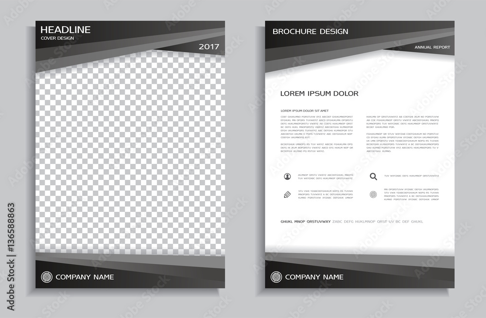 Gray brochure design template, front and back page Gray brochure design template, front and back page