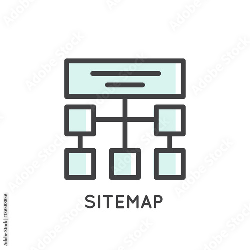 Vector Icon Style Illustration Logo Set  of Web, Mobile and App Development tools and processes, Sitemap, Hosting, Structure, Isolated Simple Web Symbols