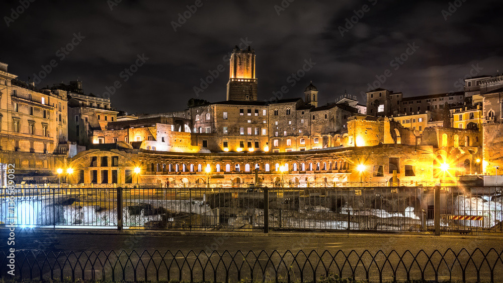 Roman forums in night 
