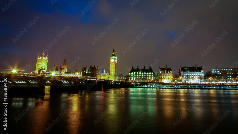 The Houses of Parliament and the River Thames, London