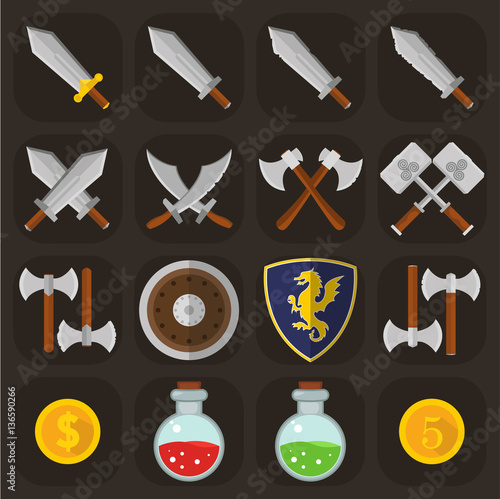 Set of video game medieval weapons(warrior)