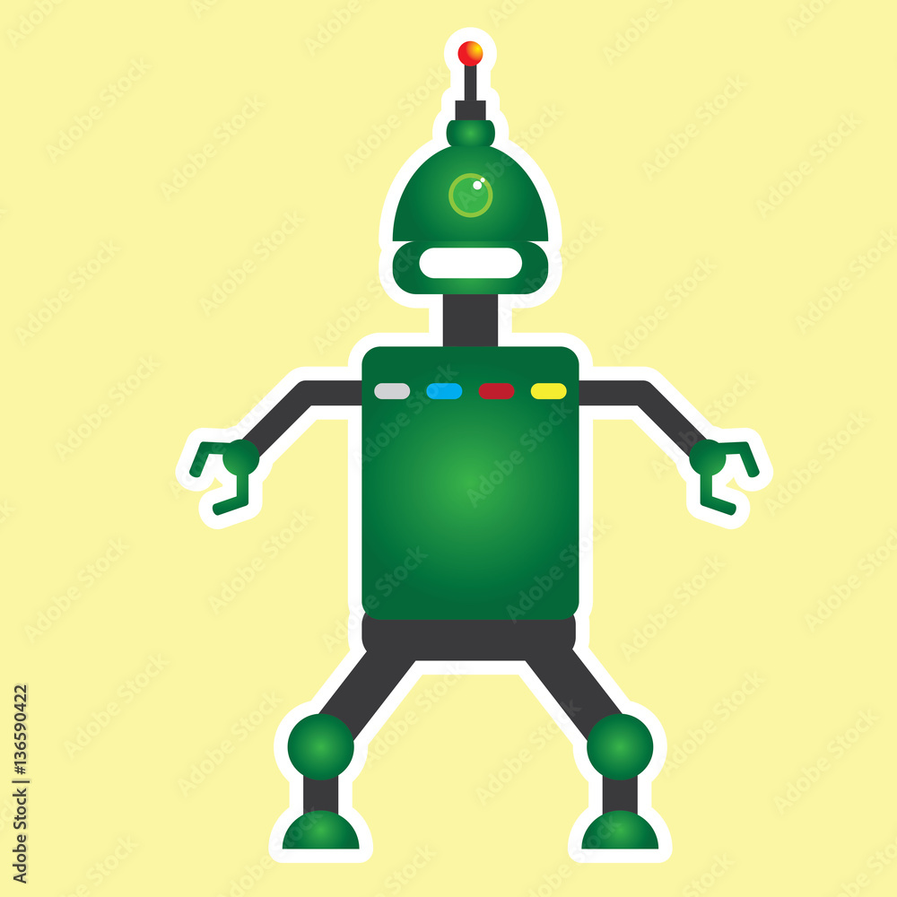 Isolated robot toy on a light yellow background, Vector illustration Isolated robot toy on a light yellow background, Vector illustration
