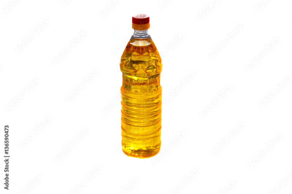 Bottle of sunflower oil isolated on white background Bottle of sunflower oil isolated on white background