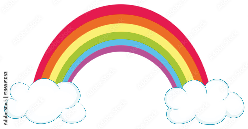 Regenbogen mit Wolken Vektor-Illustration Regenbogen mit Wolken Vektor-Illustration