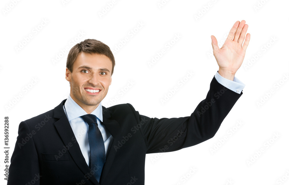 businessman showing something or copyspase businessman showing something or copyspase