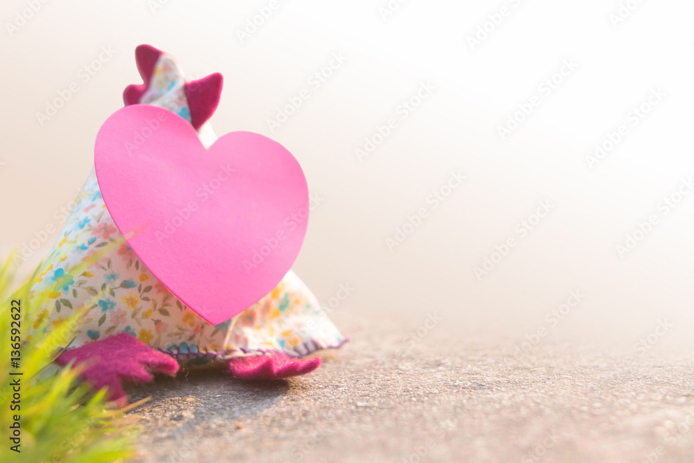 chicken cloth puppet with heart card chicken cloth puppet with heart card