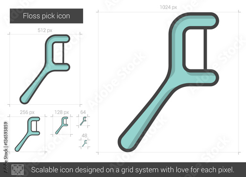 Floss pick line icon.