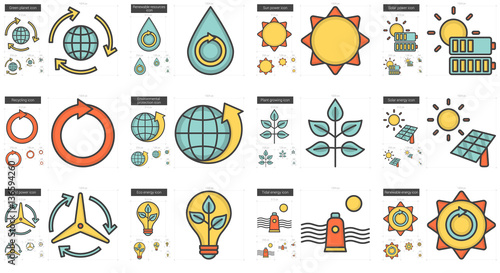 Ecology line icon set.