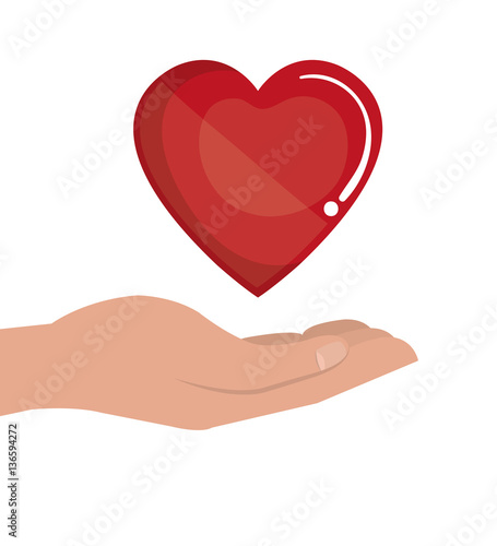 hand human with heart donation blood vector illustration design