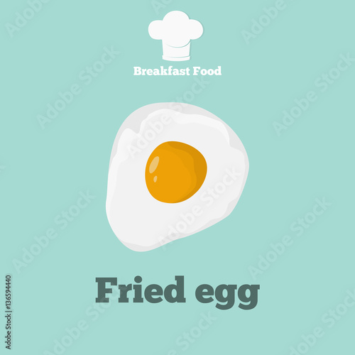 Fried egg color icon. Cartoon style for web and mobile design