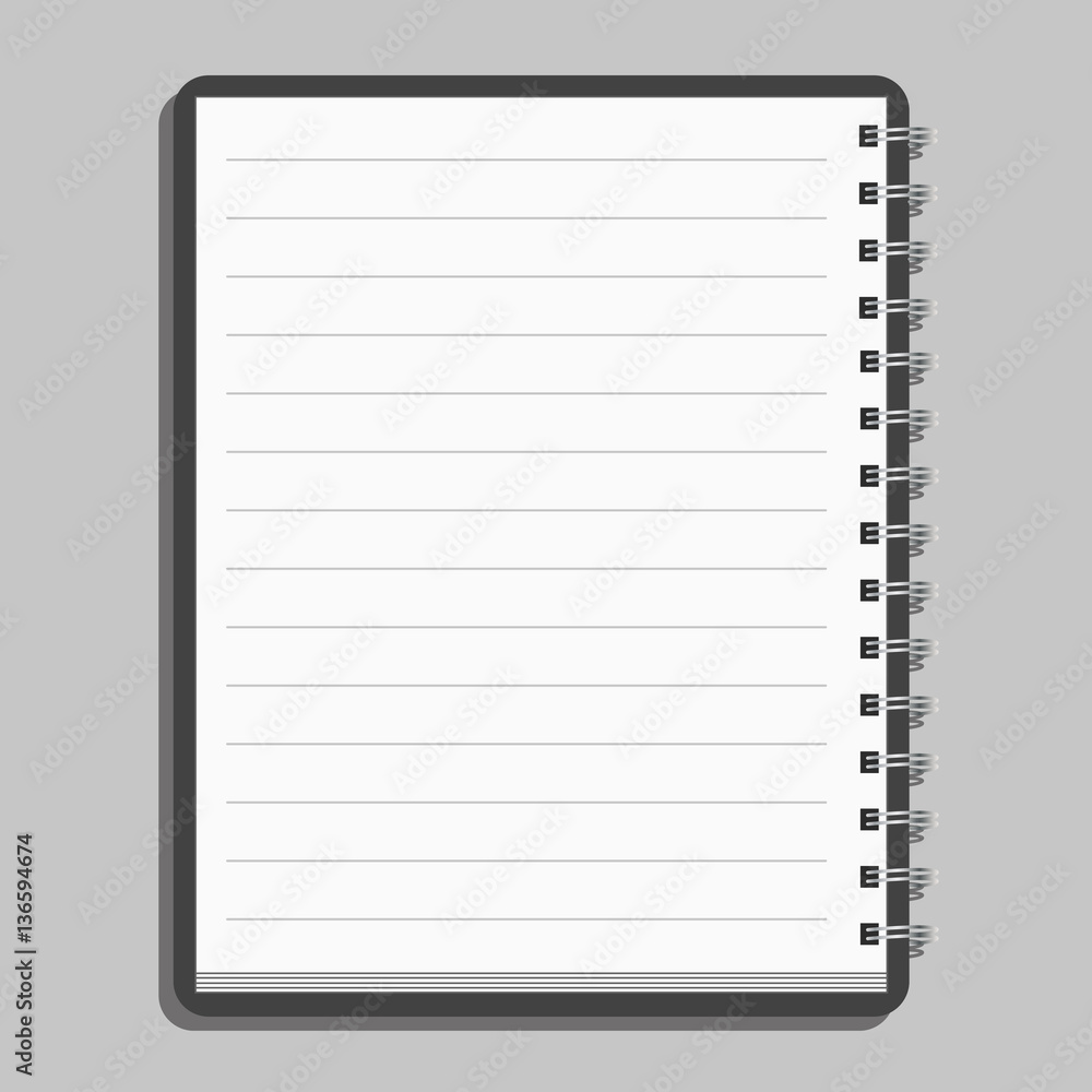 Blank realistic spiral notepad notebook isolated on gray background Blank realistic spiral notepad notebook isolated on gray background