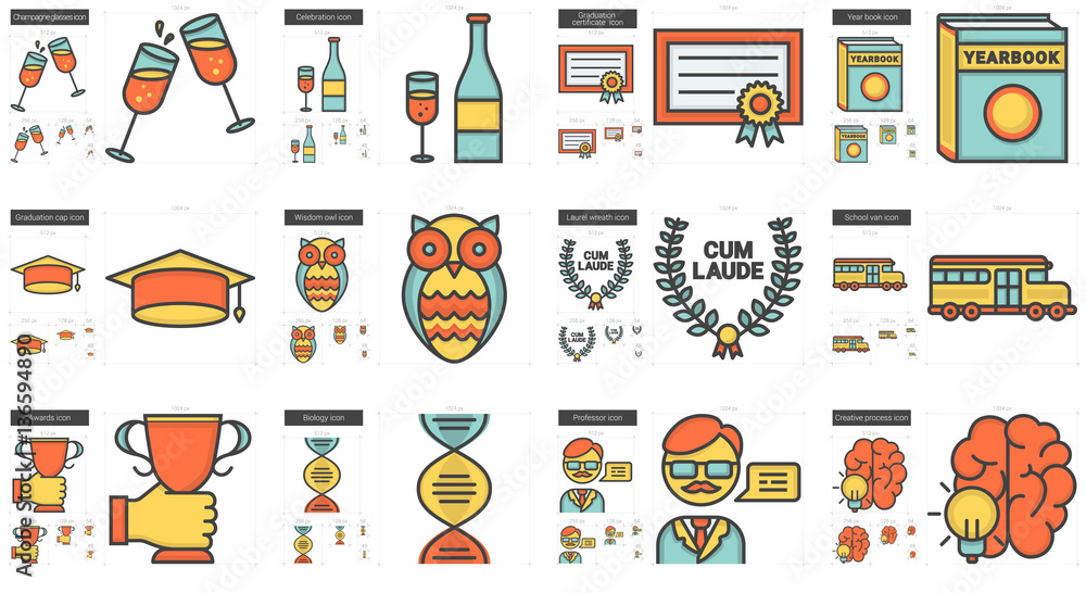 Education line icon set. Education line icon set.