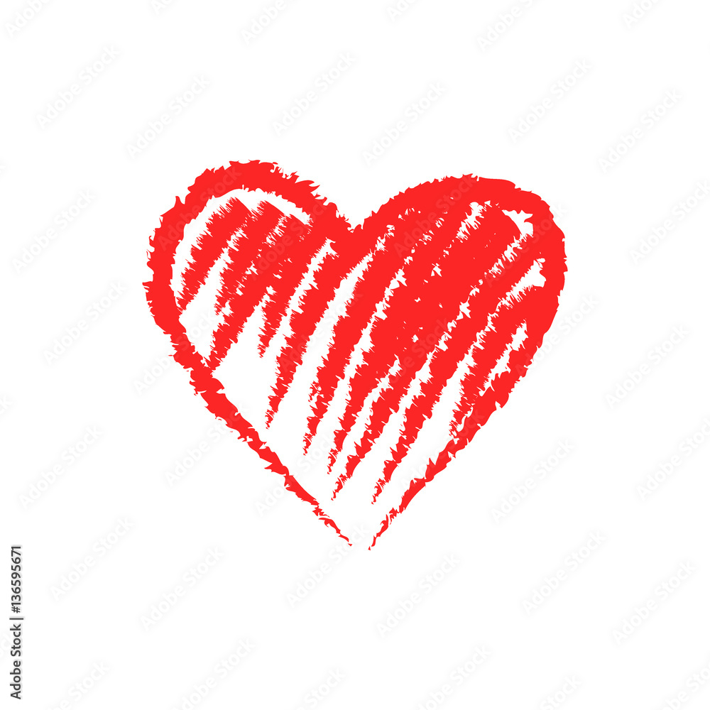 Vector hand-drawn red heart.