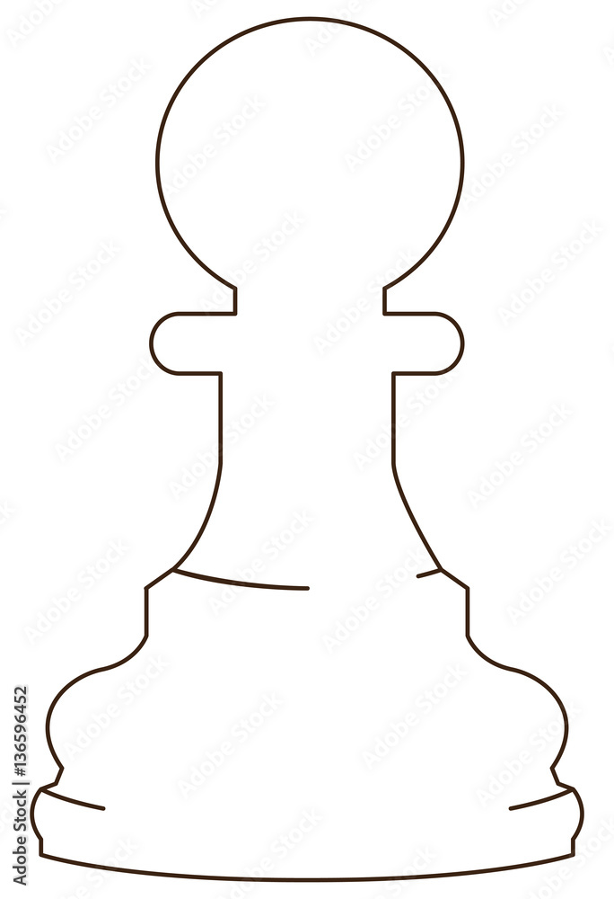 Isolated pawn piece outline on a white background, Vector illustration