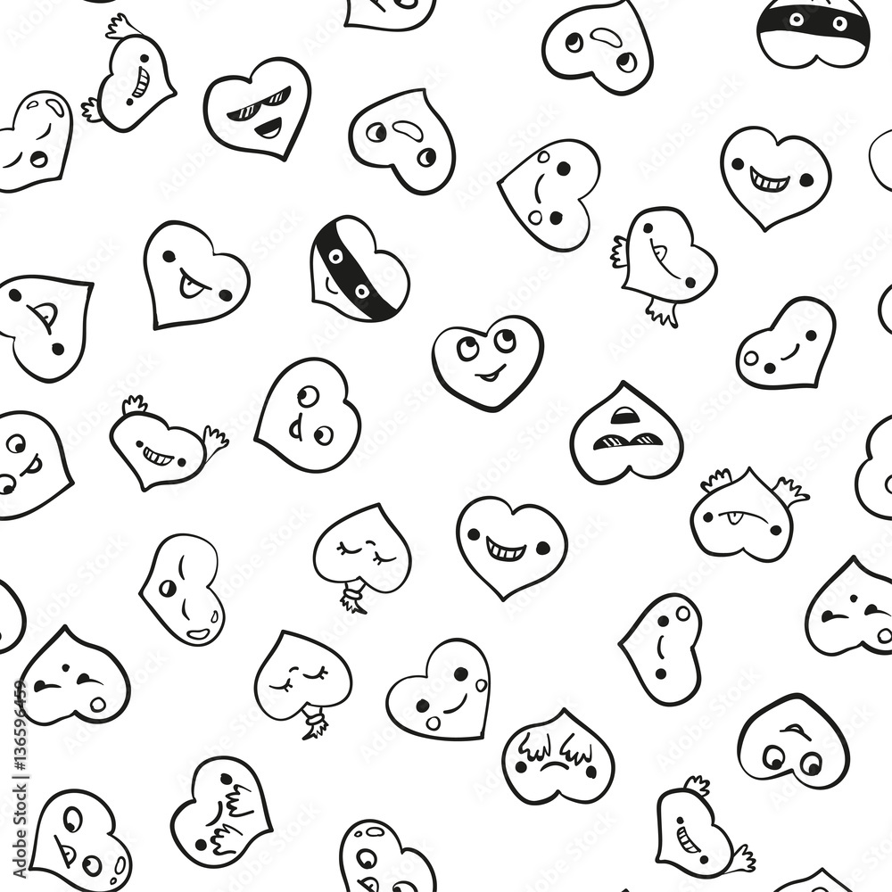 Heart emotions set. Vector background