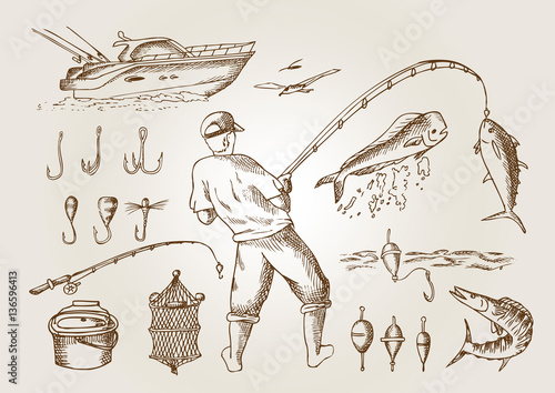 Fishing in the sea. Outline
