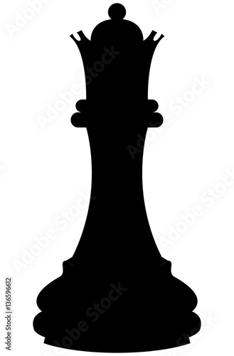 Isolated queen piece silhouette on a white background, Vector illustration