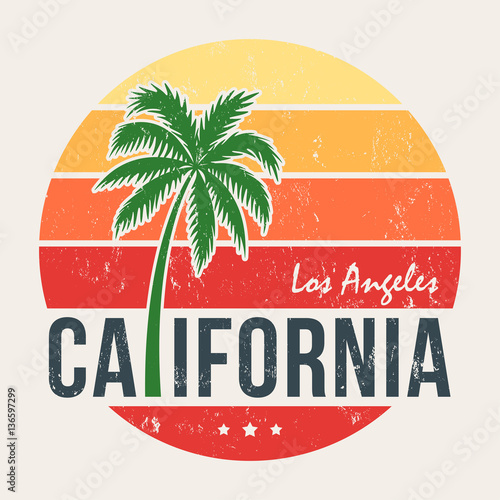 California tee print with styled palm tree photo