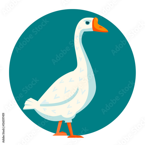 White goose funny vector illustration cartoon style