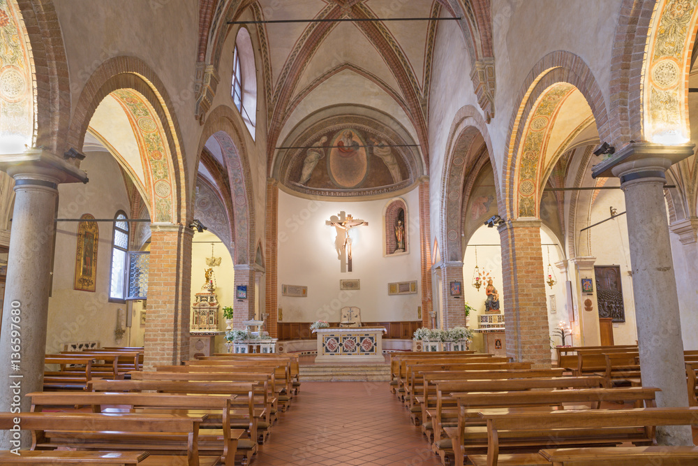 PADUA, ITALY - SEPTEMBER 8, 2014: The nave of church church of st. Nicholas.